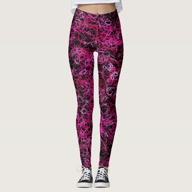 Rosa och svart leggings (Framsida)