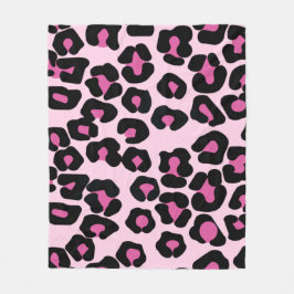 Rosa och svart Leopard Print Mönster Fleecefilt