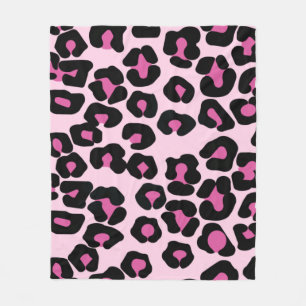 Rosa och svart Leopard Print Mönster Fleecefilt