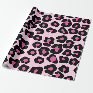 Rosa och svart Leopard Print Mönster Presentpapper