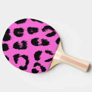 Rosa och svart leopardmönster pingisracket