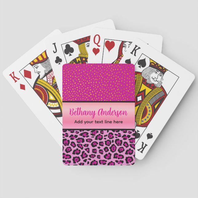 Rosa och svart leopardtryck personligt casinokort (Baksidan)