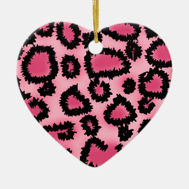Rosa och svart Leopardtryckmodell Julgransprydnad Keramik (Framsidan)