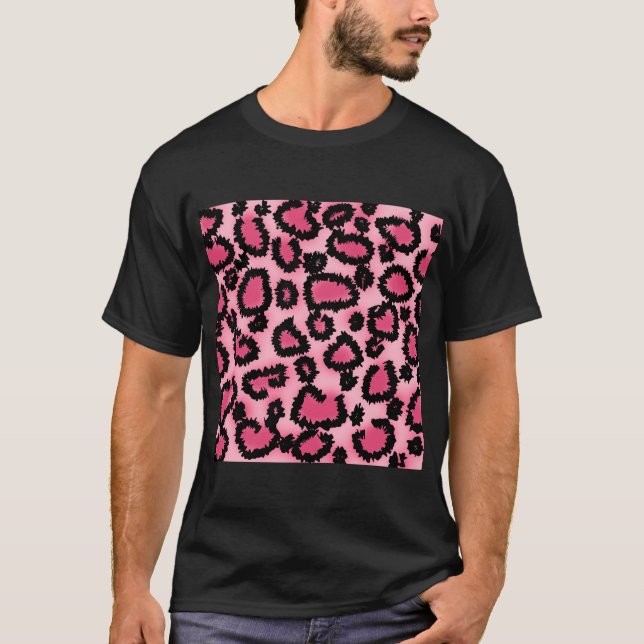 Rosa och svart Leopardtryckmodell T Shirt (Framsida)