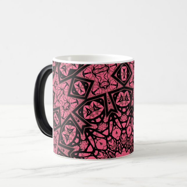 Rosa och svart marmelad magisk mugg (Framsida vänster)