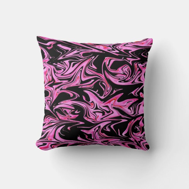 Rosa och svart marmor Fairy Floss Throw Cushion. Kudde (Framsida)