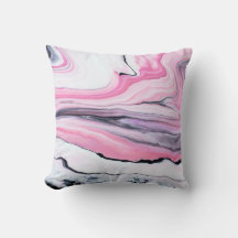 Rosa och svart marmor, mönstrad monogramkudde