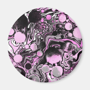 Rosa och svart marmor- och vätskeceller magnet