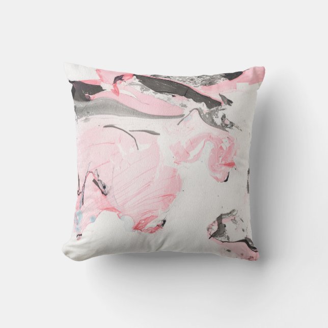 Rosa och svart marmor struktur. Hand plockade Kudde (Framsida)