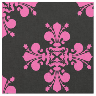 Rosa och svart medeltida Fleur de lis kormönster Tyg