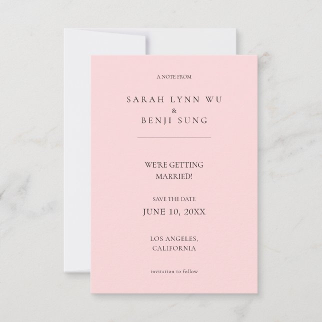 Rosa och svart, minimalistisk, modern, 2 V2 Spara  Datumet (Framsida)