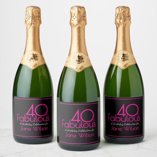 Rosa och svart modern 40 fantastisk födelsedag (Flaskor)