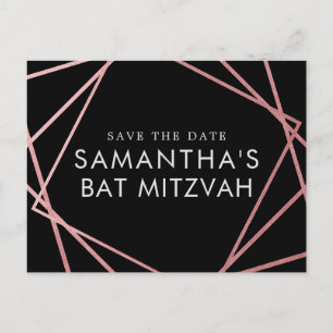 Rosa och svart modern Bat mitzvah Spara datum Meddelande Vykort