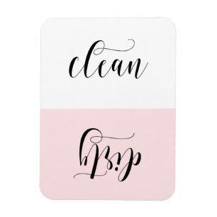 rosa och svart Modern Calligraphy Dishwasher Magnet