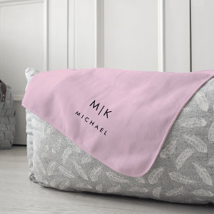 Rosa och svart Modern monogram Fleecefilt