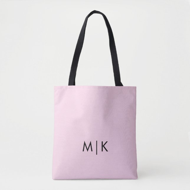  Rosa och svart | Modern monogram Tygkasse (Framsida)