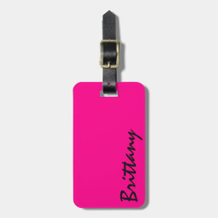 Rosa och svart Monogram för moderiktigt ljust neon Bagagebricka