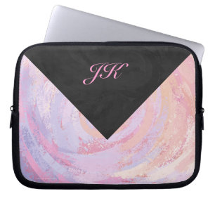 Rosa och svart monogram laptop sleeve