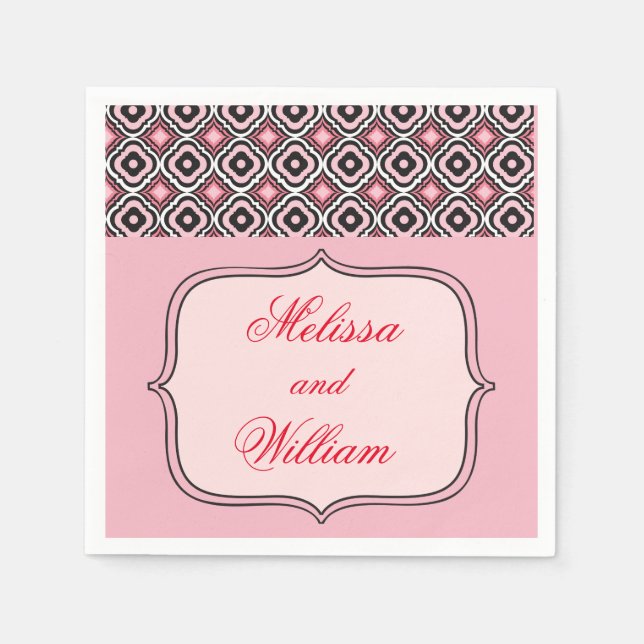 Rosa och svart Mönster Pappersservett (Framsidan)