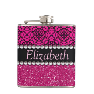 Rosa och svart mönsterRhinestones för glitter Fickplunta