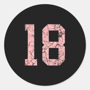 Rosa och svart nummer 18 Jersey spelaruniform #18 Runt Klistermärke