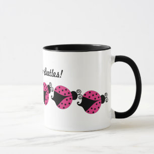 Rosa och svart nyckelpiga kaffemugg