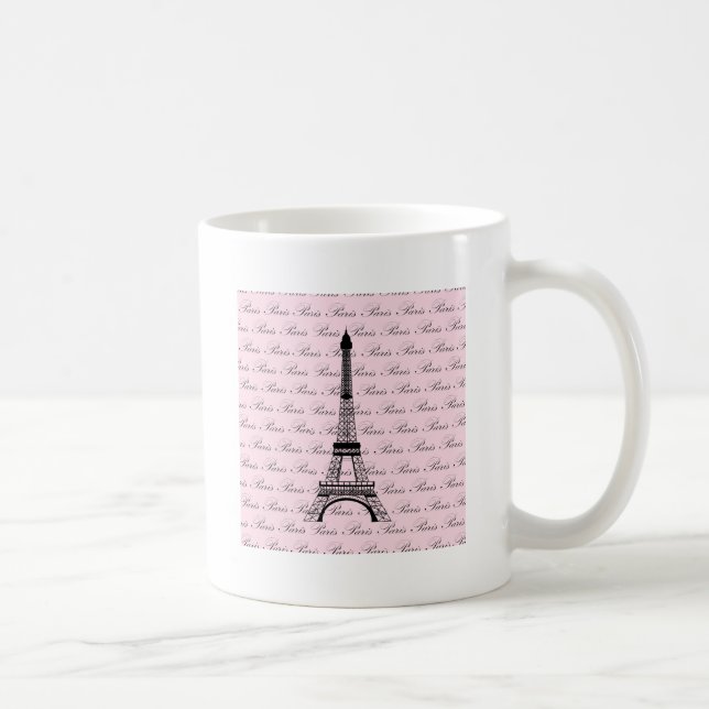 Rosa och svart Paris Eiffel torn Kaffemugg (Höger)