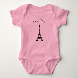 Rosa och svart Paris franskt temaEiffel torn T Shirt