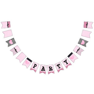 Rosa och svart partybaner vimplar