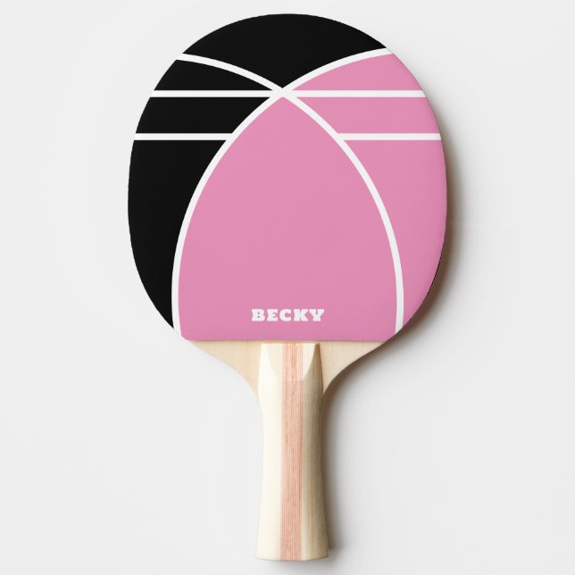 Rosa och svart personlig ping pong-paddle pingisracket (Framsidan)