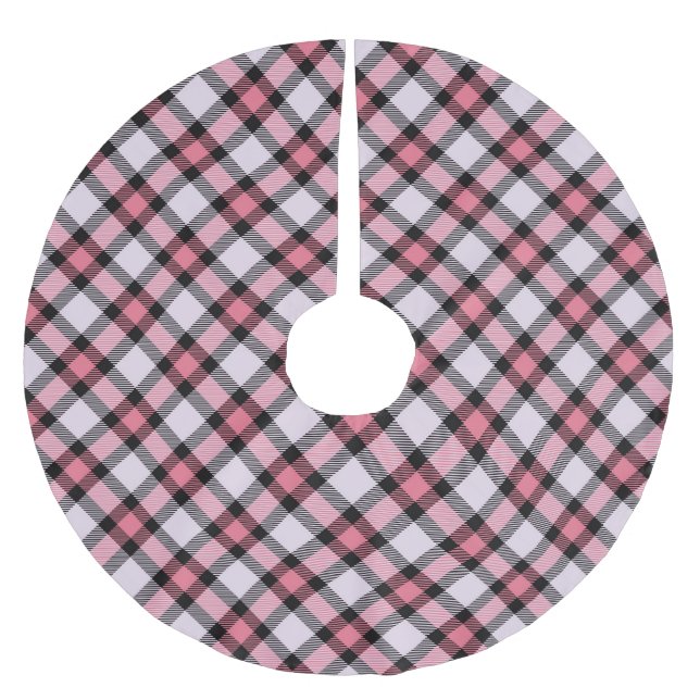 Rosa och svart planerad julgransmatta borstad polyester (Framsidan)