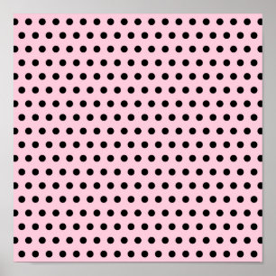 Rosa och svart Polka Dot Mönster. Fläckigt. Poster