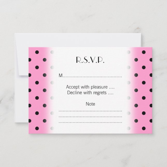 Rosa och svart Polka Dot Mönster. OSA Kort (Framsida)