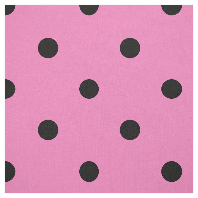 Rosa och svart Polka Dot Mönster Tyg (Provkarta)