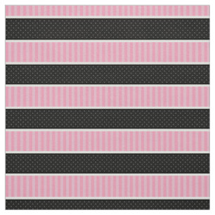 Rosa och svart Polka Dot Rand Mönster Tyg