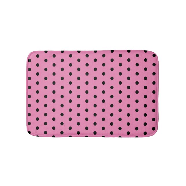 Rosa och svart Polka dots Badrumsmatta (Framsidan)
