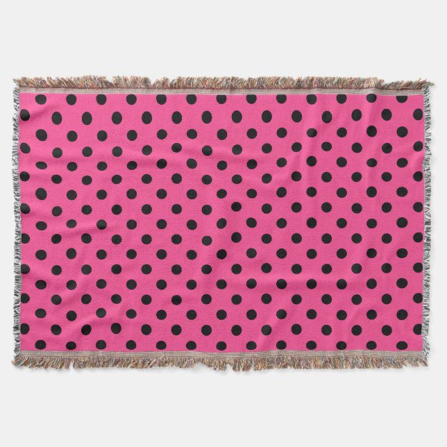 Rosa och svart Polka dots Filt (Framsidan)