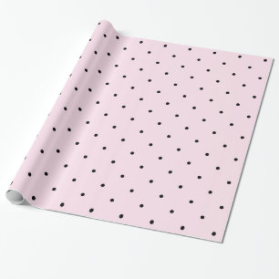 Rosa och svart polka dots för chic flickaktigt presentpapper