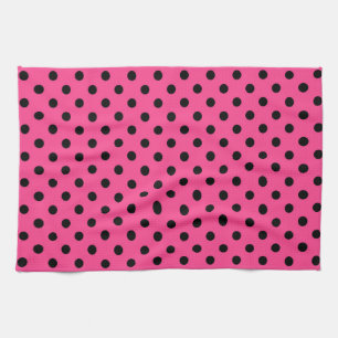 Rosa och svart Polka dots Kökshandduk