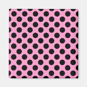 Rosa och svart Polka dots Magnet
