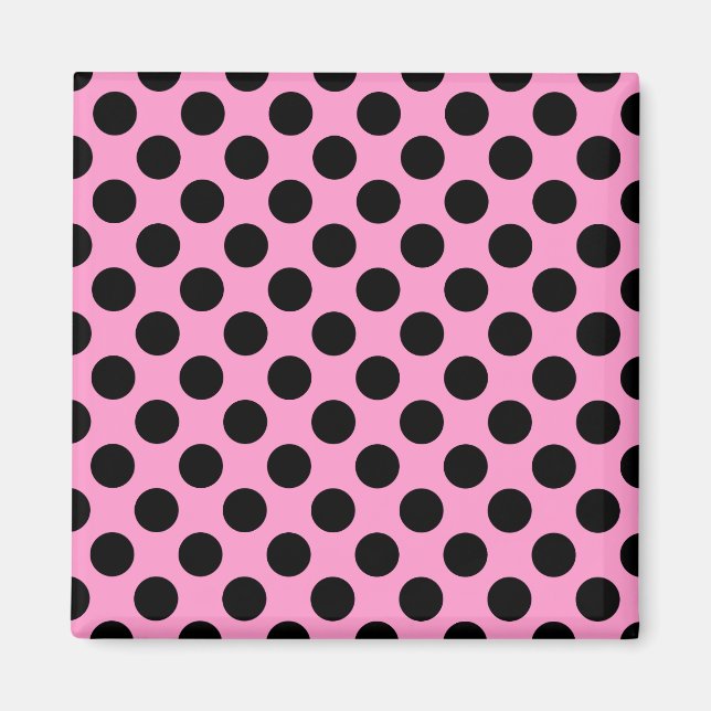 Rosa och svart Polka dots Magnet (Framsidan)