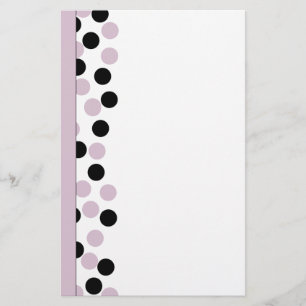 Rosa och svart polka - punktstation brevpapper