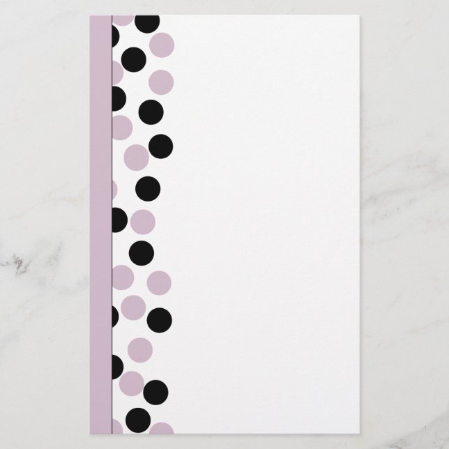 Rosa och svart polka - punktstation brevpapper (Framsida)