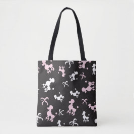 rosa och svart Pudel-design Tygkasse