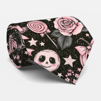 Rosa och svart pumpa, webb- och rosmönster slips