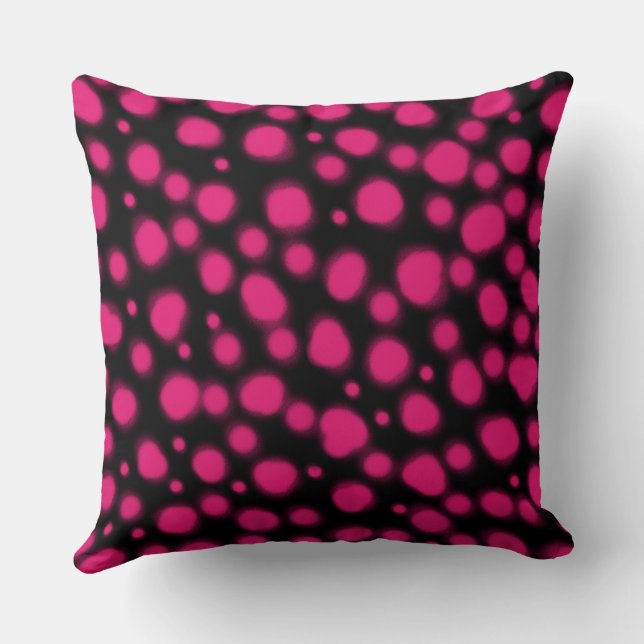 rosa och svart punkt för dalmatiska prickar kudde (Baksida)