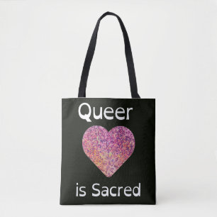 Rosa och svart queer kärlek är helig tygkasse