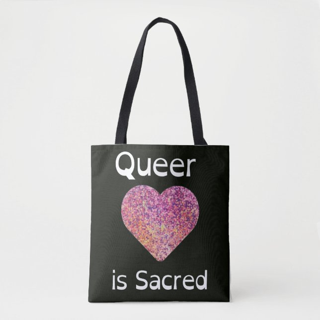 Rosa och svart queer kärlek är helig tygkasse (Framsida)