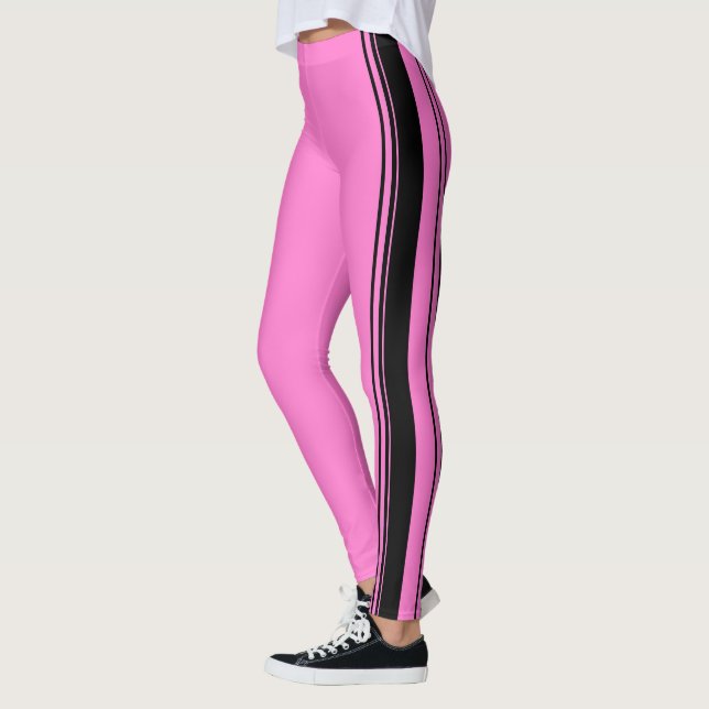 Rosa och svart Rand Leggings (Vänster)