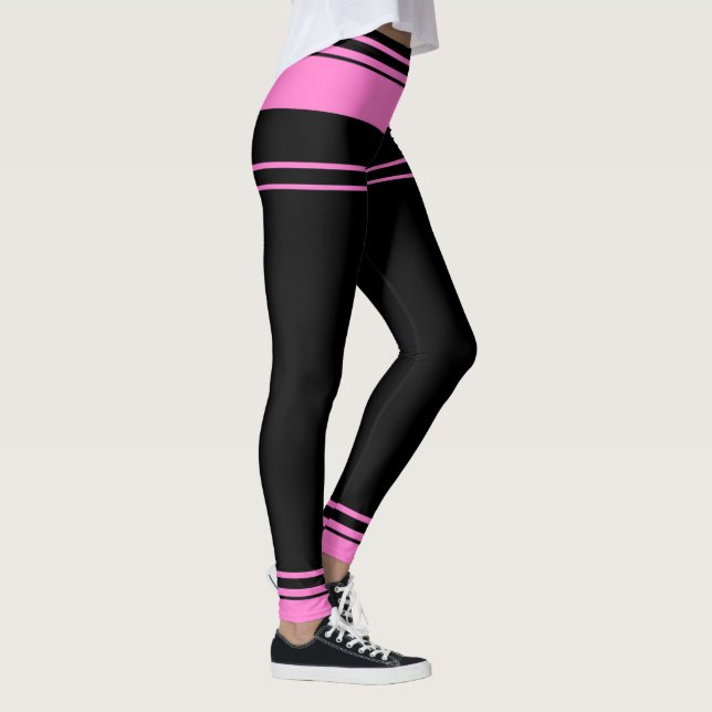 Rosa och svart Rand Leggings (Höger)